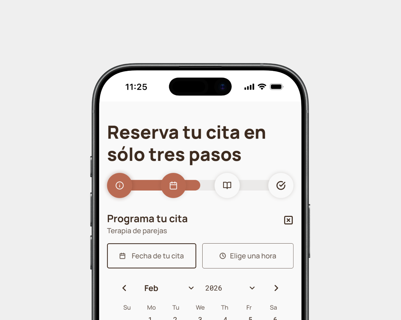 mock up calenario mobile del sistema de reservas