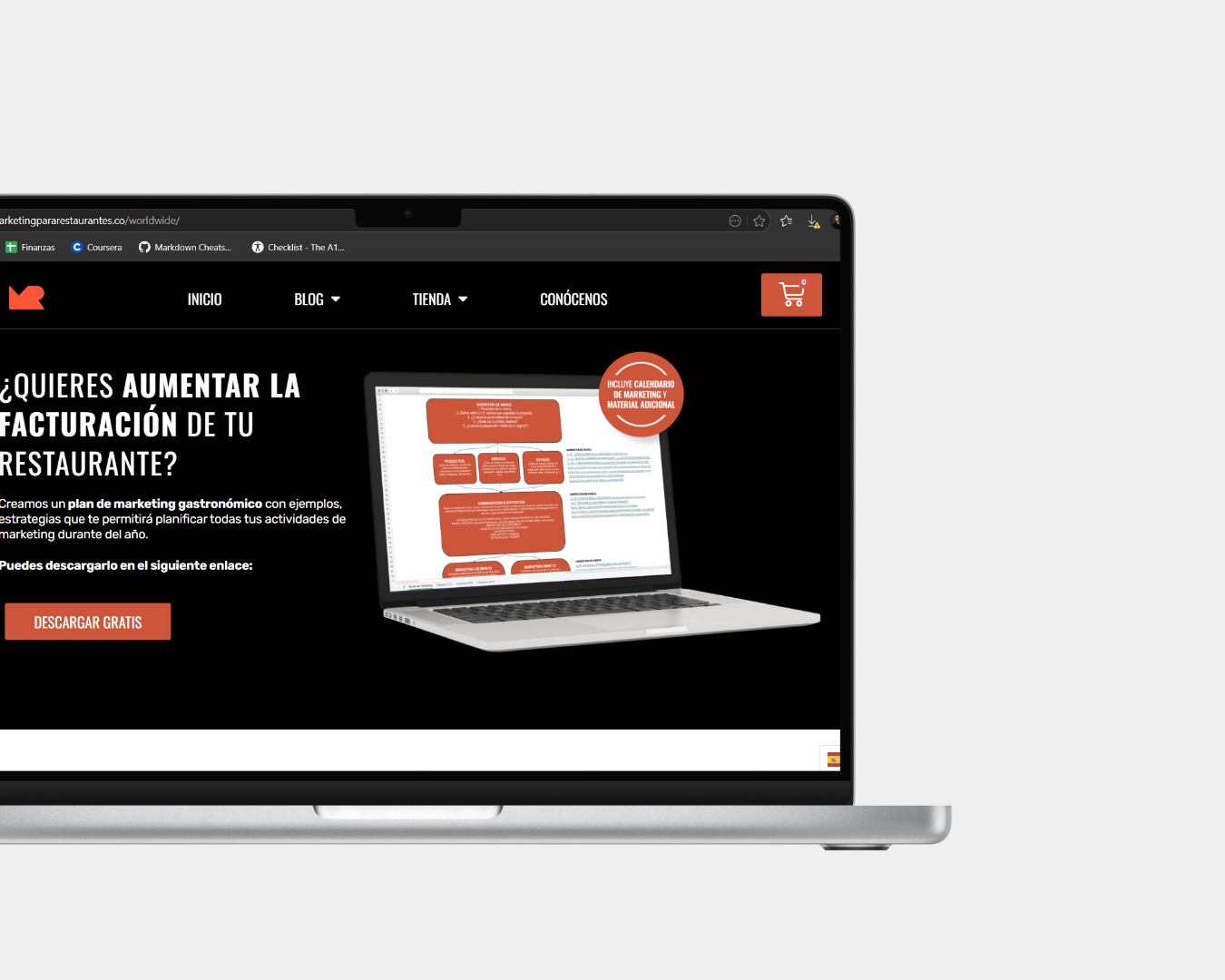 Mockup de la página web de Marketing para Restaurantes en Instagram